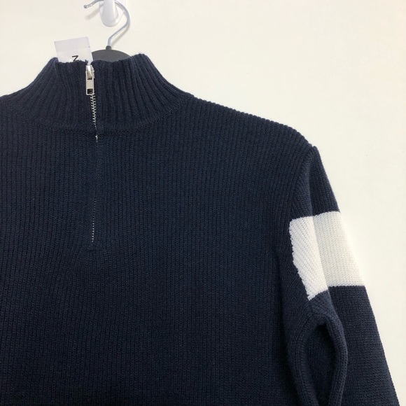 Brandy Melville Blue Quarter Zip Knit Sweater - Picture 2 of 6